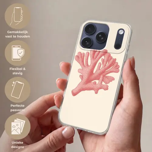 Koraal - Stipjes - Roze Telefoonhoesje iPhone 17 Pro klein -sfeer3_NL