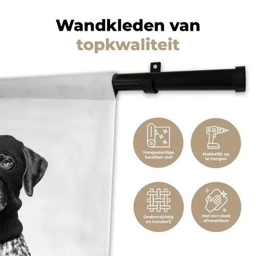 Honden - Bivakmuts - Zwart - wit Wandkleed katoen klein -sfeer2
