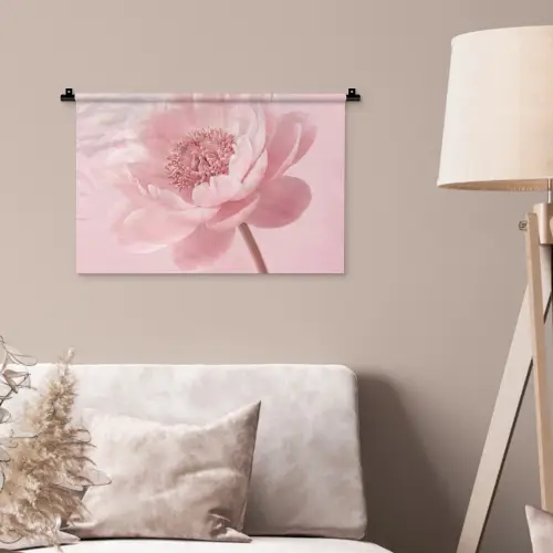 Bloem - Pioenroos - Roze Wandkleed katoen klein -sfeer4
