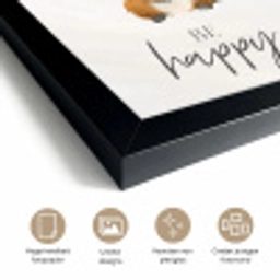 Quotes - Be happy - Kinderen - Maan - Bever - Waterverf fotolijst zwart zonder passe partout klein -sfeer2