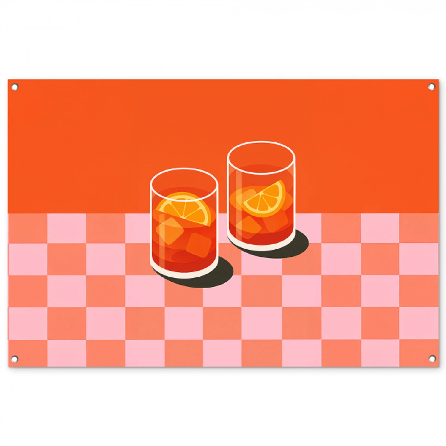 Sinaasappel - Glazen - Oranje tuinposter los doek groot -3d