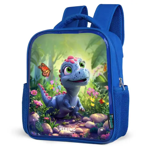 Donny Dino Kinderrugzak - Blauw middel -schuin