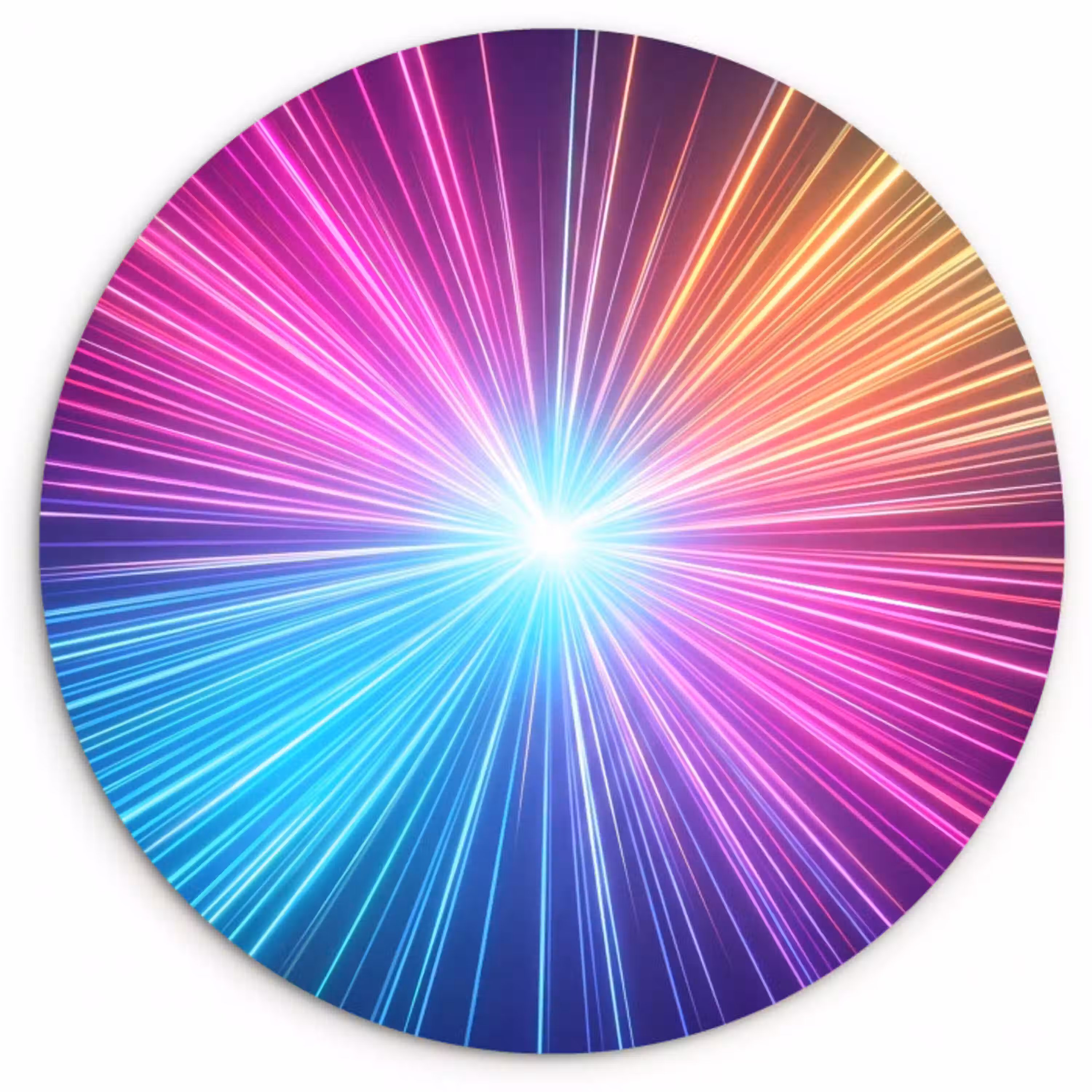 Abstract - Light - Burst - Modern - Colorful Wandcirkel kunststof plaat 5mm dik klein -3d