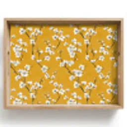 Bloesemtak - Aquarel - Geel Dienblad Rechthoek middel 911 -z3d_shopping