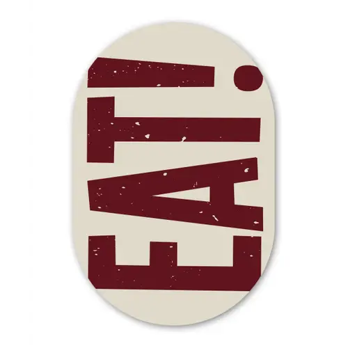 Red - Eten - Vintage - Decoratie Wandcirkel Ovaal Glas middel -3d