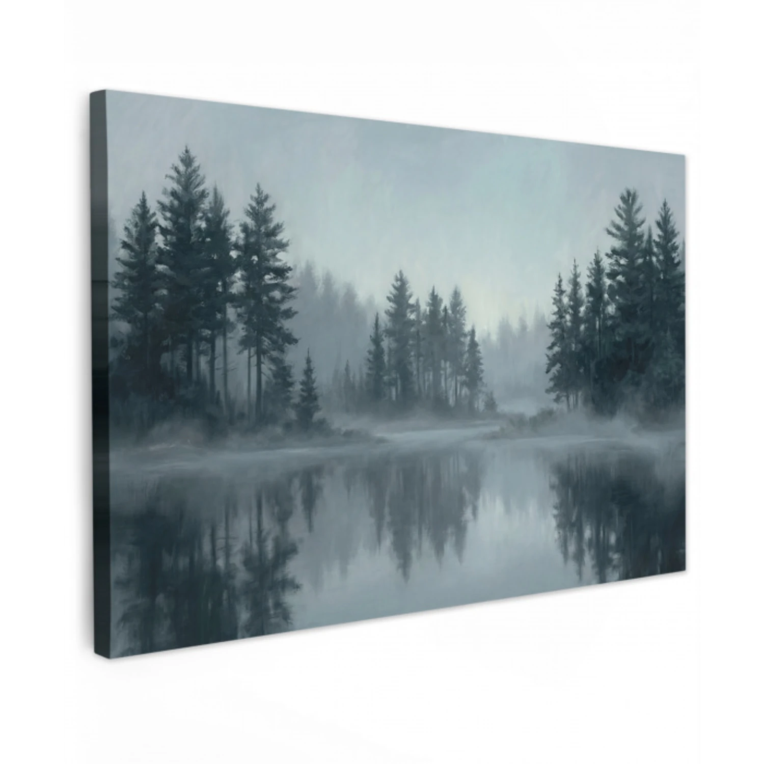 Bos - Meer - Mist - Natuur - Grijs canvas 2cm klein -z3d