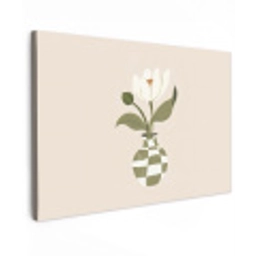 Vaas - Geruit - Bloem - Groen Tuinposter op houten frame 2 cm dik klein -3d