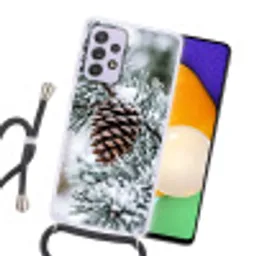 Dennenappel - Tak - Sneeuw - Winter - Sfeervol Hoesje Samsung Galaxy A52 5G met koord klein -sfeer1