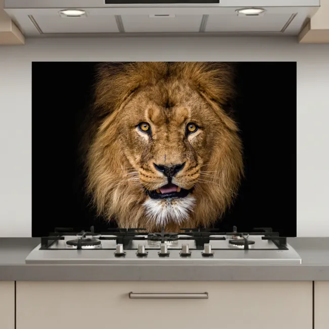 Leeuw - Portret - Zwart - Dieren keuken achterwand spatscherm klein -3d_website