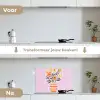 Vaas - Gestreept - Bloemen - Oranje keuken achterwand spatscherm klein -voor_na_NL