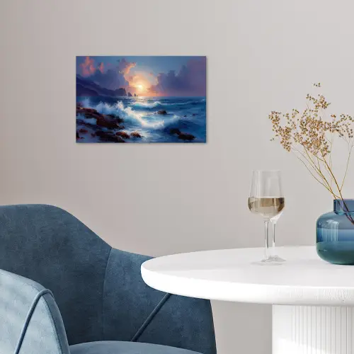 Golven - Zee - Kleurrijk - Rotsen poster papier klein -sfeer3