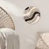 Golven - Zwart - Zandkleur Wandcirkel kunststof plaat 5mm dik klein -sfeer5