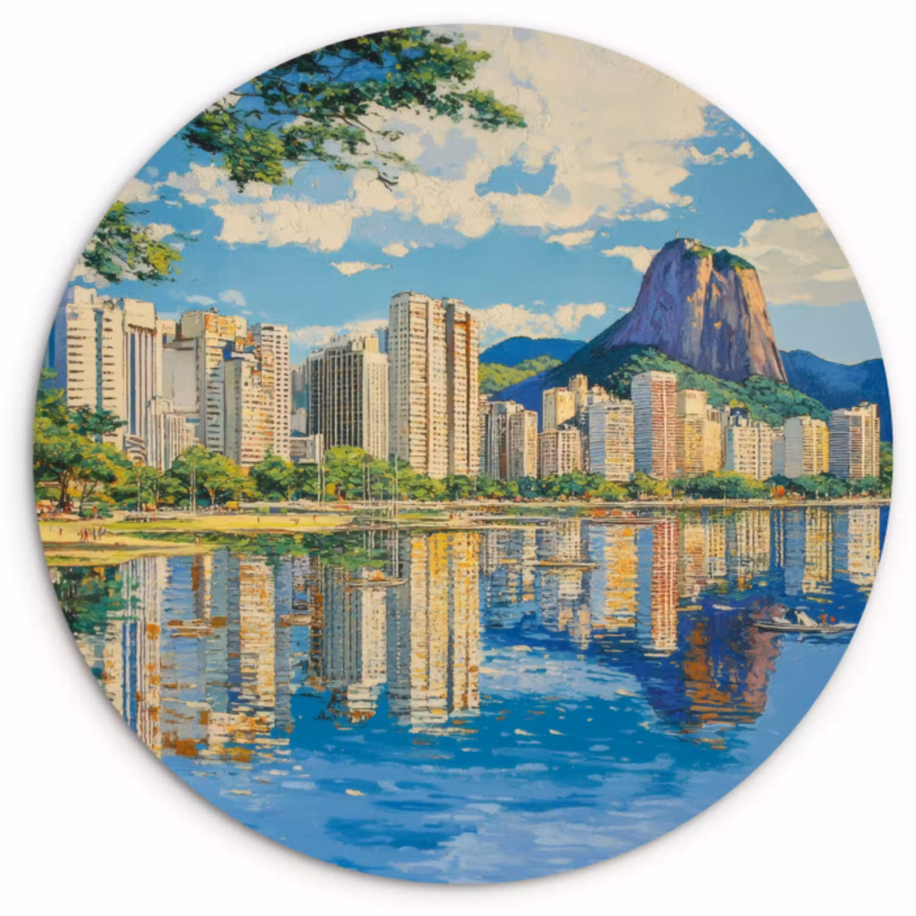 Berg - Skyline - Strand - Water Wandcirkel plexiglas klein -3d