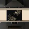 Bladeren - Planten - Goud - Zwart - Luxe keuken achterwand spatscherm klein -sfeer1