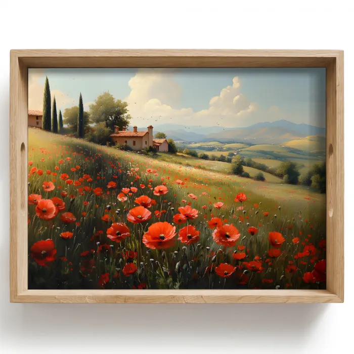 Klaprozen - Rood - Heuvels - Landschap Dienblad Rechthoek middel -z3d_shopping