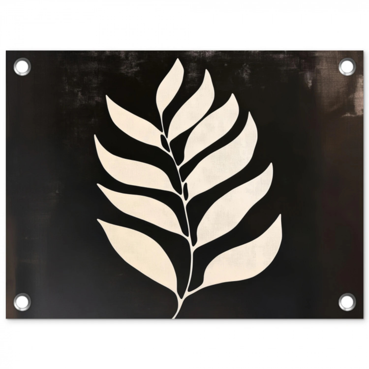 Blad - Wit - Minimalistisch tuinposter los doek klein -3d