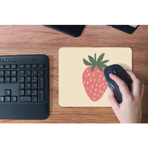 Aardbei - Minimalistisch - Rood - Fruit muismat rubber klein -toetsenbord