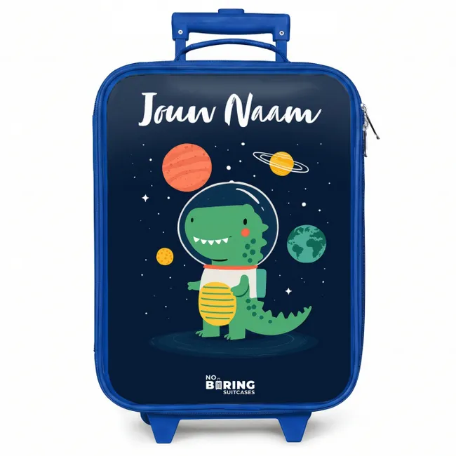 Kinderkoffer blauw met naam - Ruimte - Dino - Planeten - Sterren