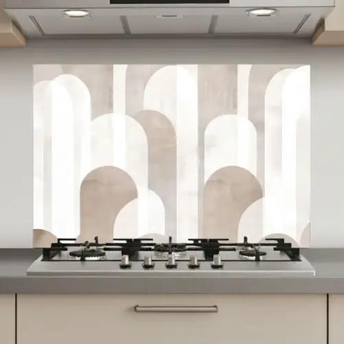 Abstracte bogen - Modern - Beige keuken achterwand spatscherm klein -3d_website