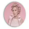 Vrouw - Roze - Parelketting - Krulspelden Akoestische PET Vilt - Rond klein -3d