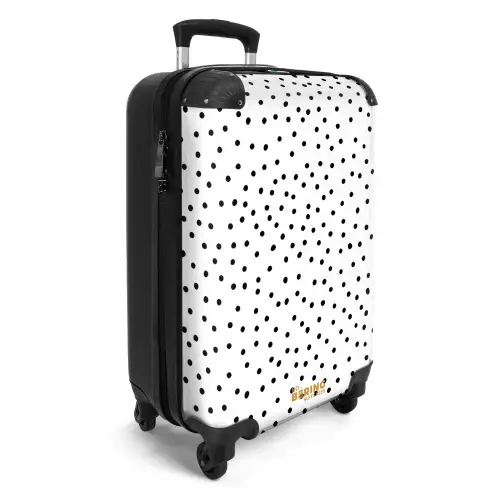 Zwarte stippenregen over een wit oppervlak NBS - Handbagage koffer - Volwassenen Unisex middel -productfoto_3d