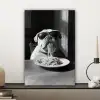 Hond - Bulldog - Pasta - Bril - Stoer - Dieren canvas 2cm klein -sfeer6