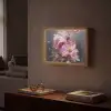 Bloemen - Roze - Stilleven - Kunst Light Box met batterij (Wandlamp) middel -sfeer1