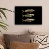 Vissen - Goud - Zwart canvas 2cm klein -sfeer1