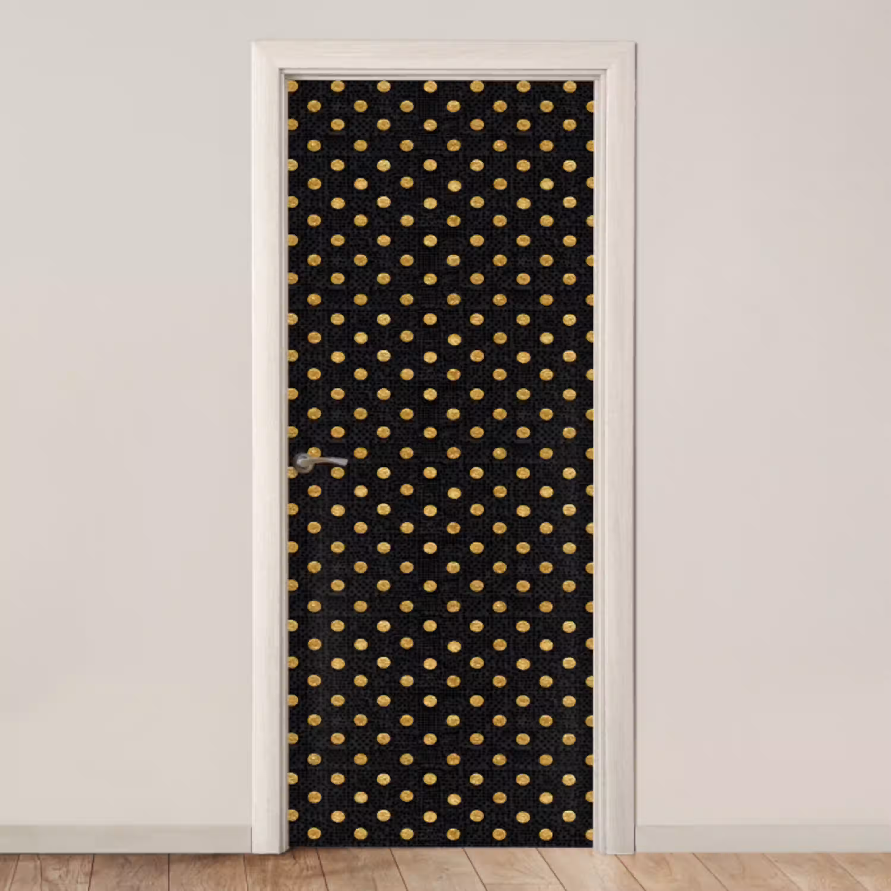 Polka Dot - Stippen - Goud - Zwart deurposter klein 289 -3d_beige