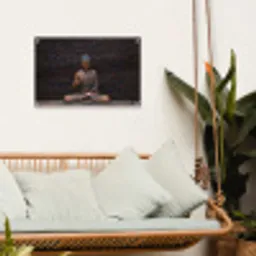 Rustgevende Boeddha in meditatie tuinposter los doek klein -sfeer7