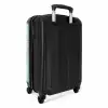 Grote bladeren in lichtblauw met beige NBS - Handbagage koffer - Unisex middel -achterkant