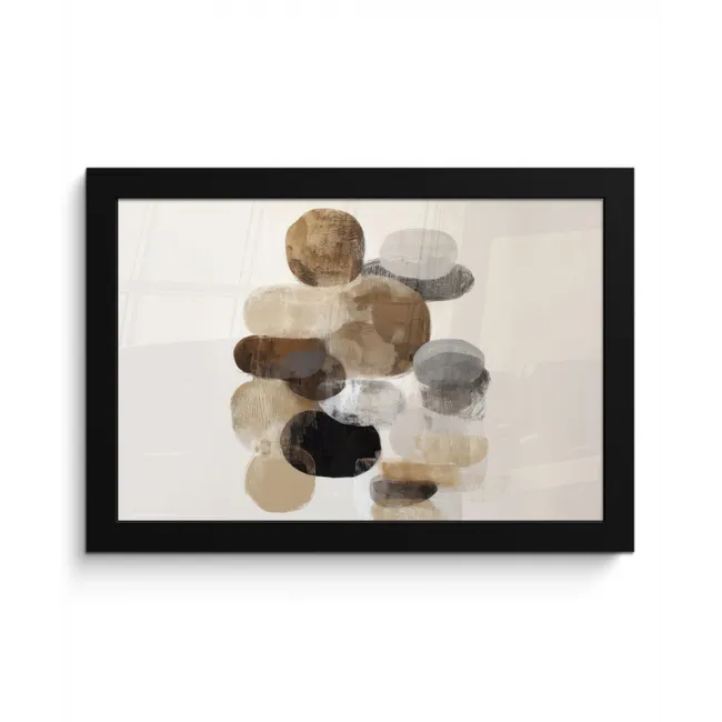 Ovaal - Kleurvlakken - Penseelstreken fotolijst zwart zonder passe partout klein -3d