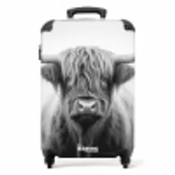 Schotse hooglander in zwart wit NBS - Handbagage koffer - Unisex middel -productfoto_recht