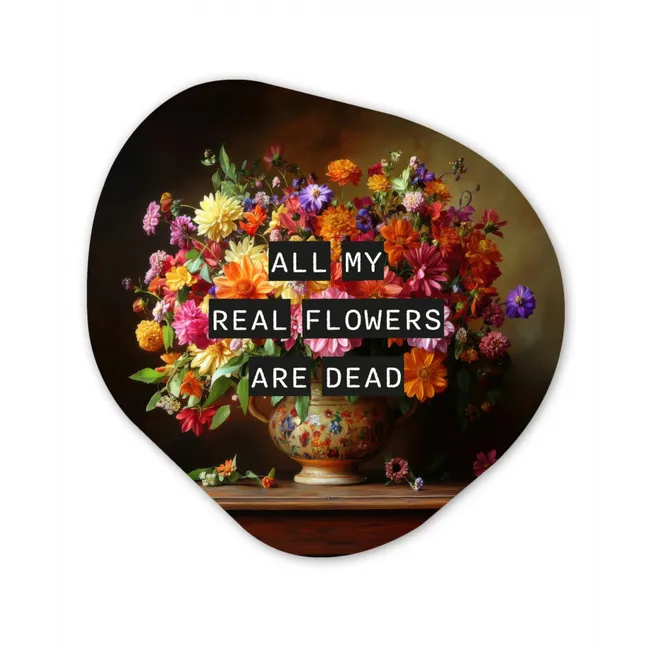 Kleur - Bloemen - Vintage - Bloemenvaas Wandcirkel Organisch Aluminium middel -3d