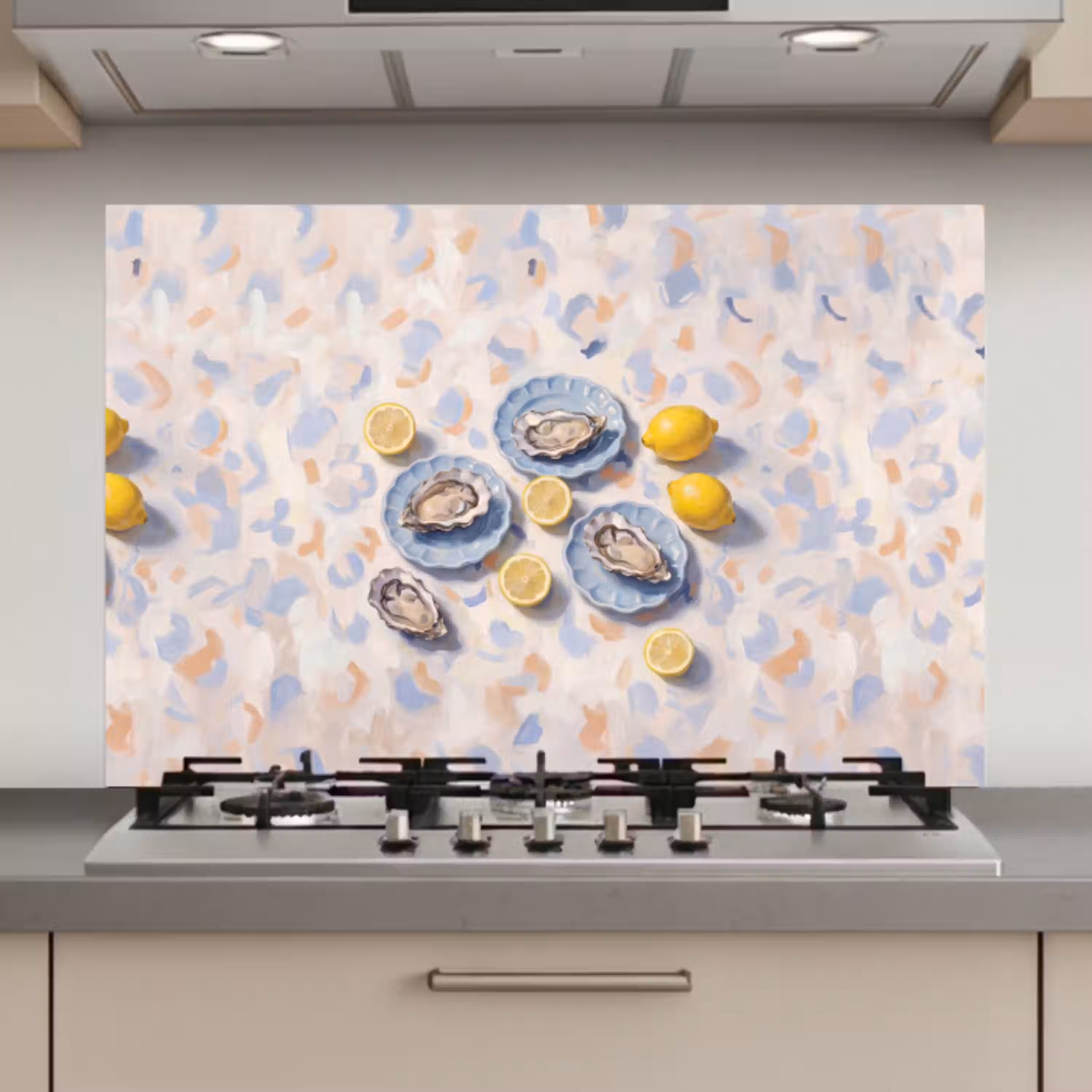Eten - Oesters - Citroenen - Modern - Geel keuken achterwand spatscherm klein -3d_website