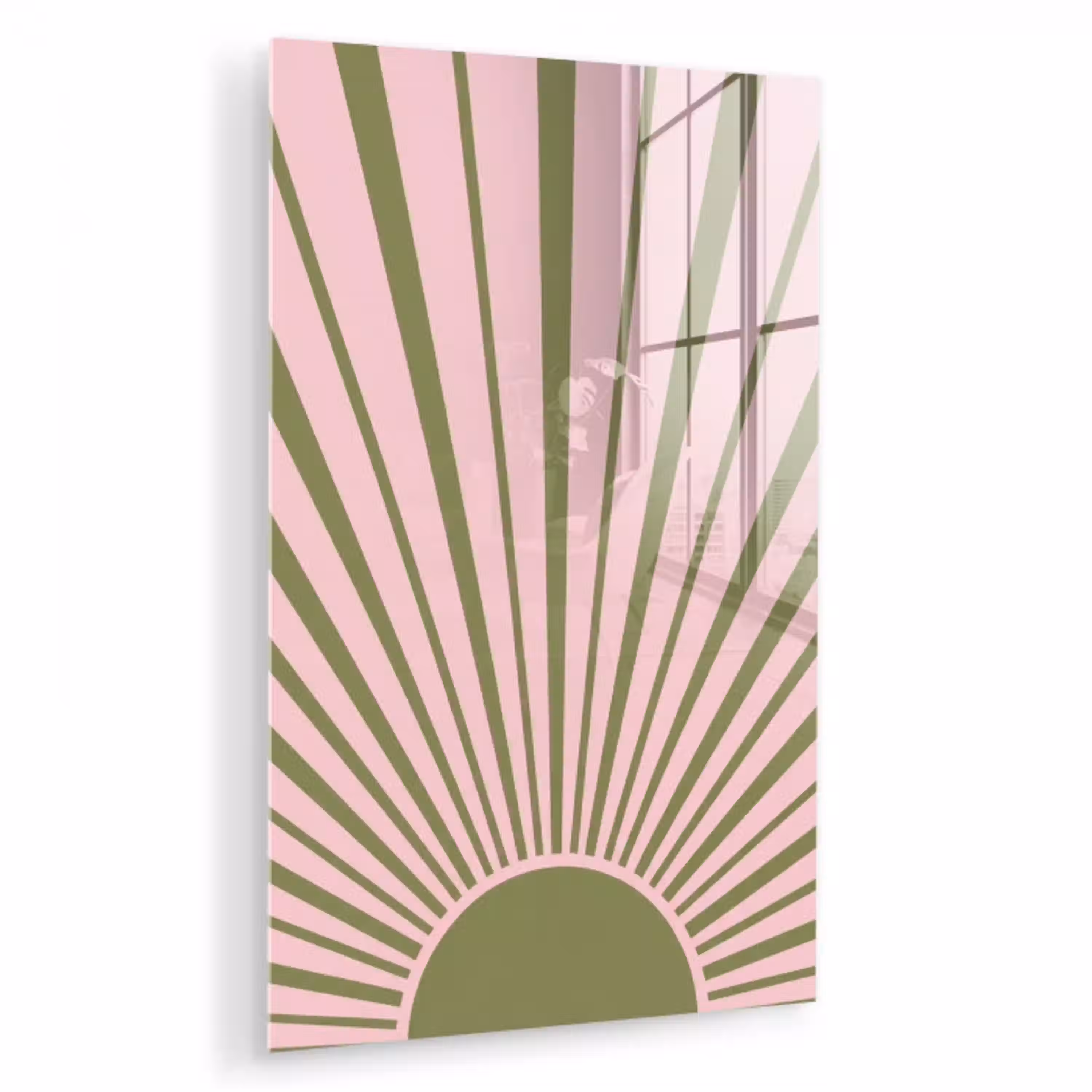 Abstract - Stralen - Grafisch - Roze - Groen plexiglas 5mm klein -zzzproduct_nieuw