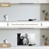 Vissen - Chef - Zwart - Wit keuken achterwand spatscherm klein -voor_na_NL