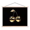 Kersen - Zwart - Goud - Chrome textielposter latten blank klein -3d