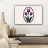 Tulpen - Paars - Lijst - Bladeren canvas 2cm klein -sfeer6