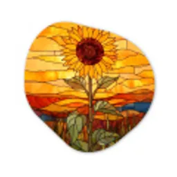 Zonnebloem - Mozaïek - Zonsondergang - Geel Wandcirkel Organisch Forex 3mm klein -3d