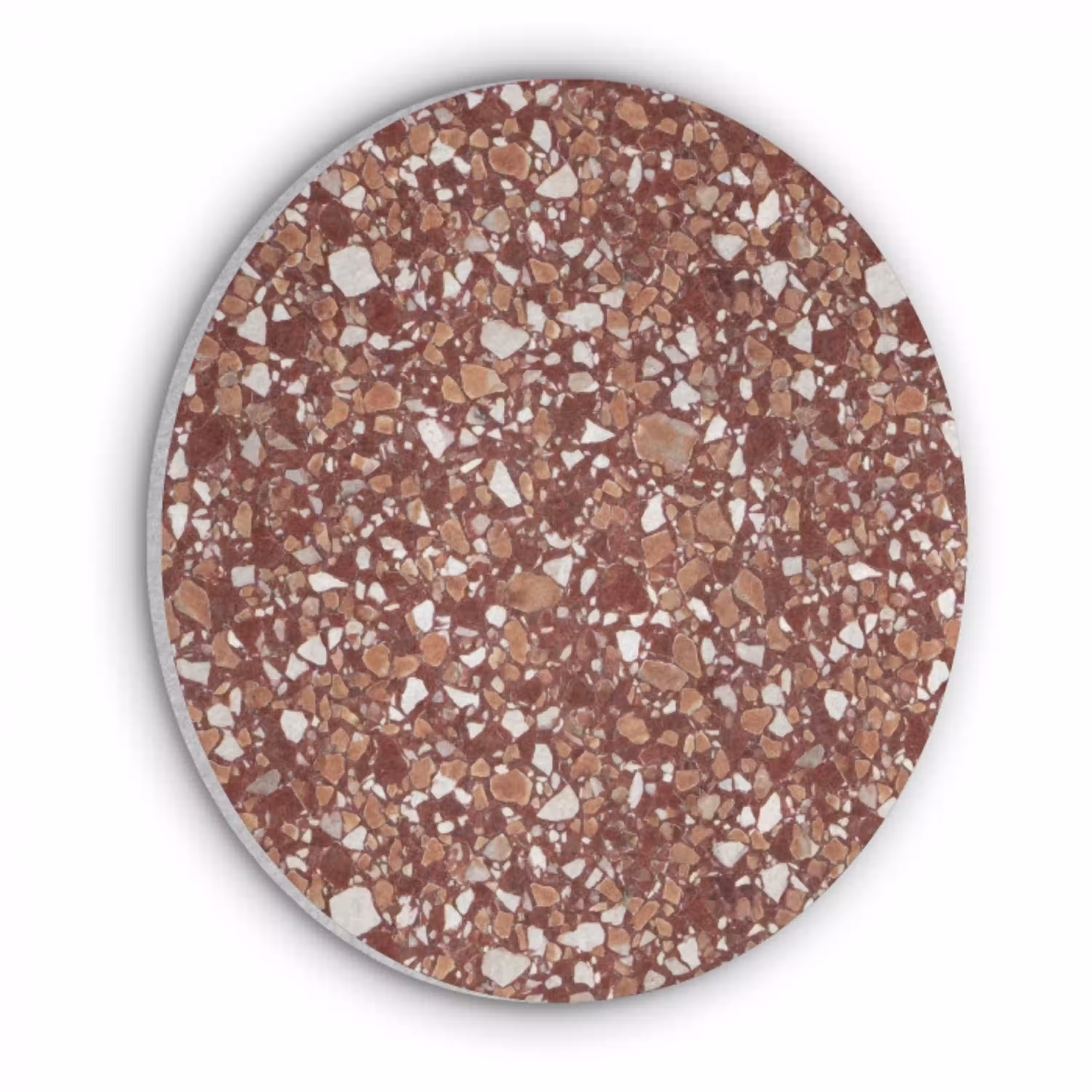 Terrazzo - Patroon - Steentextuur - Roodbruin Akoestische PET Vilt - Rond klein 838 -3d