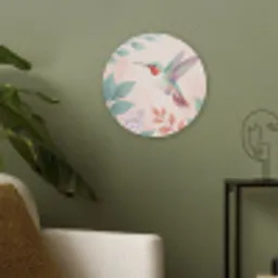 Kolibrie - Vliegen - Natuur - Illustratie - Kleurrijk Akoestische PET Vilt - Rond klein -sfeer2