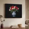 Rode - Bloemen - Tulpen - Vaas Textielframe zwart klein -sfeer3