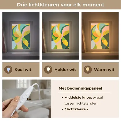 Abstract - Geel - Roze - Groen Light Box met kabel (Tafellamp) klein -USP_lichtkleurNL