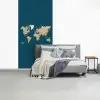 Wereldkaart - Donkerblauw - Beige fotobehang vinyl groot -slaapkamer