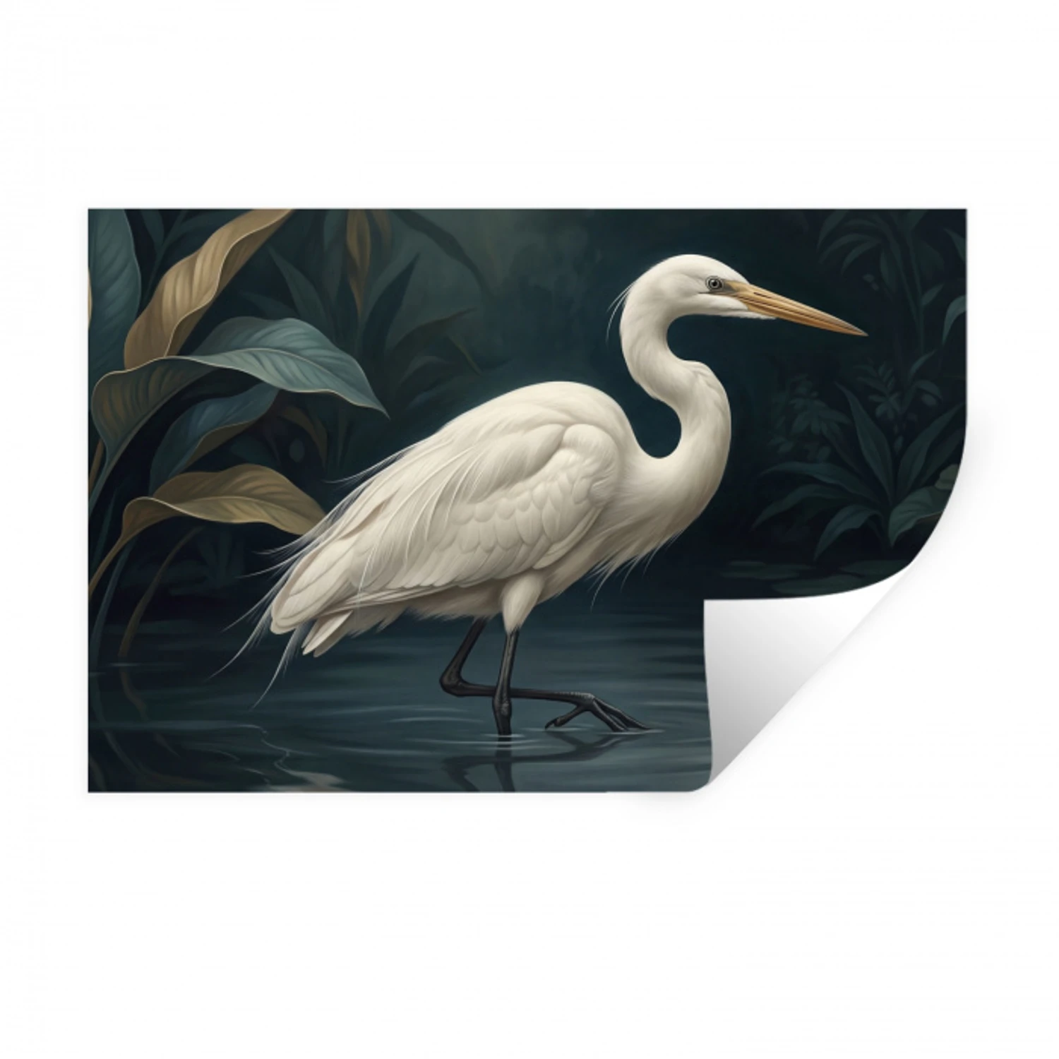 Reiger - Water - Natuur - Modern - Wit Muursticker klein -3d