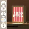 Amor - Strepen - Rood - Roze Light Box met kabel (Tafellamp) klein -USP_DE
