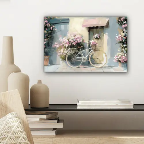 Fiets - Pastelkleuren - Bloemen canvas 2cm klein -sfeer6