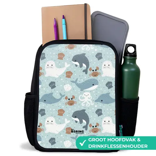 Zee dieren patroon kleurrijk Rugzak - Zwart middel -inhoud_NL