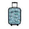 Walvissen met zeesterren patroon blauw Kinderkoffer - Zwart klein -3d